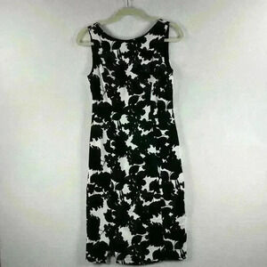 White House Black Market Dress Women’s Size 4 Black/White Floral Sheath